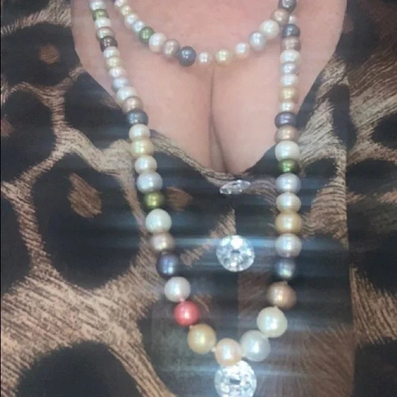 Large Long multicolored Hand Knotted PEARLS~Gorgeous! $500 Value!
